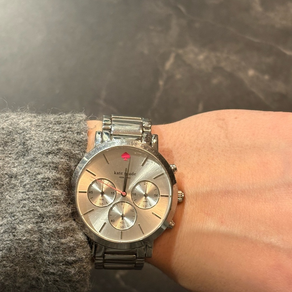 watch - Kate Spade Metallic Silver Chronograph